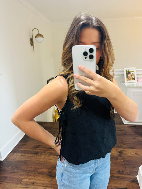 OPEN TIE DETAIL TANK TOP