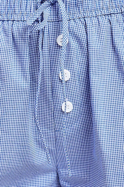 Waist Tie Check Shorts