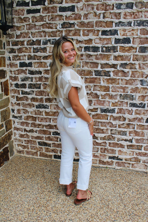 Mid Rise Clean Cut Hem Ankle Strait Jeans