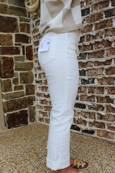 Mid Rise Clean Cut Hem Ankle Strait Jeans