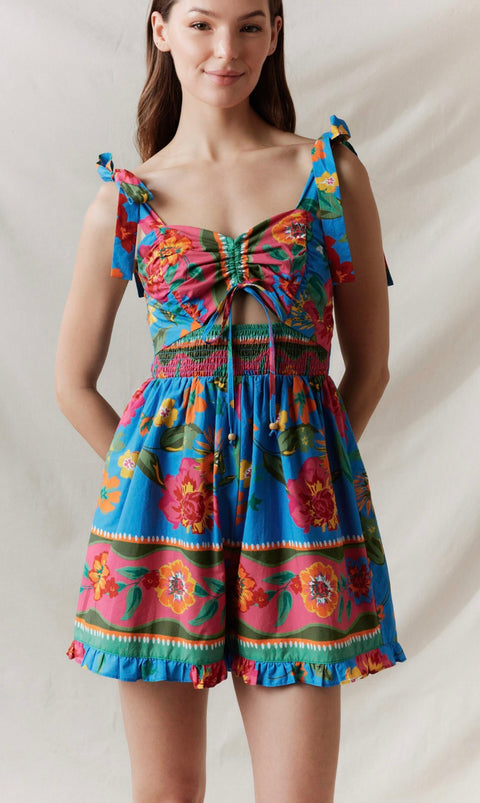 Palm and Pink Romper