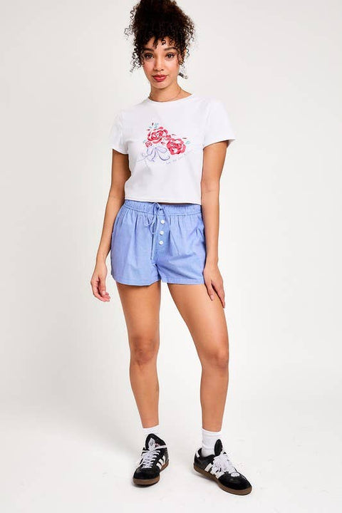 Waist Tie Check Shorts