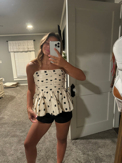 Bubble Polka Dot Hem Blouse