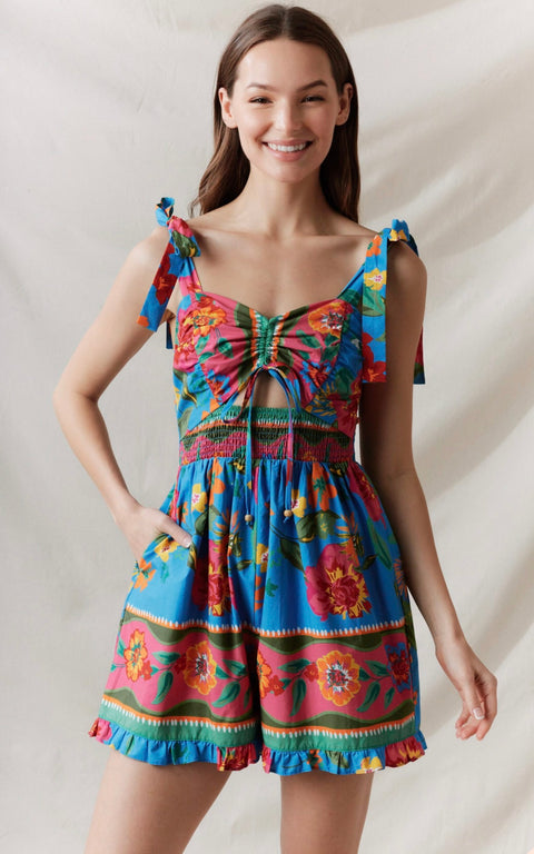 Palm and Pink Romper