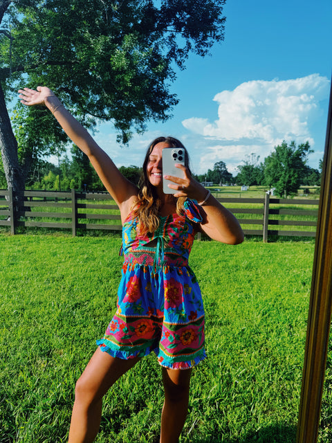 Palm and Pink Romper