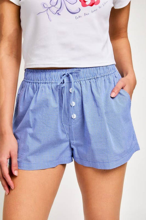 Waist Tie Check Shorts