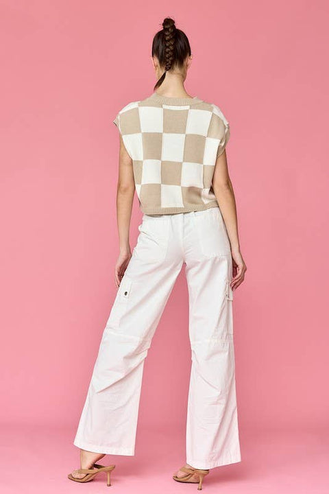 Hannah Loose Fit Checker Knit Top