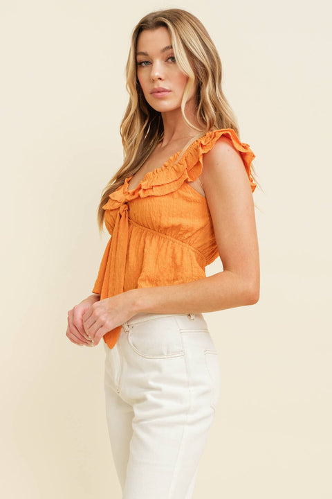 Ruffle Strap Tie Top