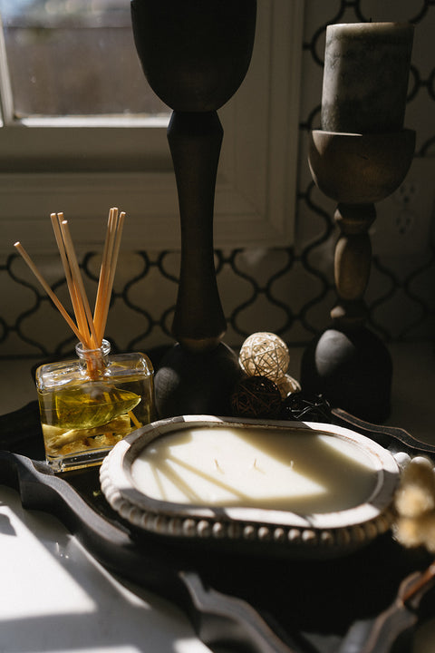 Creme Brulee 3 Wick White Beaded Dough Bowl Candle