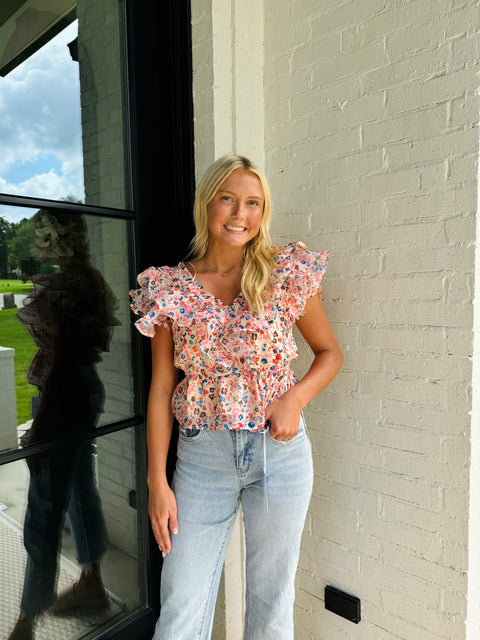 RUFFLE FLORAL BLOUSE