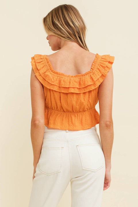 Ruffle Strap Tie Top