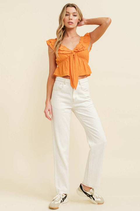 Ruffle Strap Tie Top