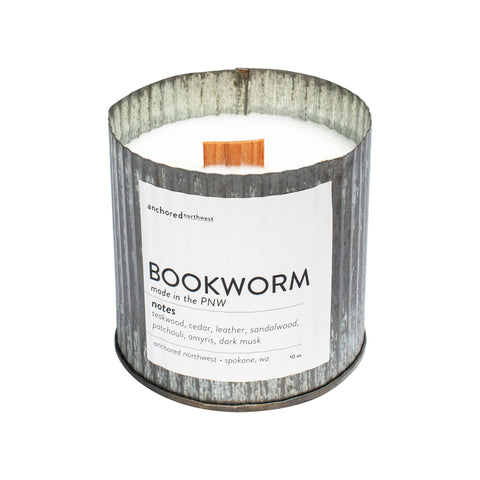 Bookworm Wood Wick Rustic Farmhouse Soy Candle - 10oz Candle